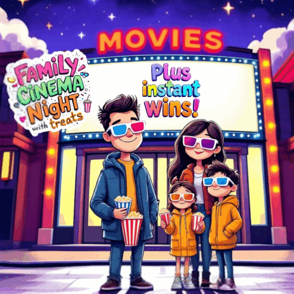 Family Cinema Night with treats - Plus Cinema instant wins (Cash alts available)
